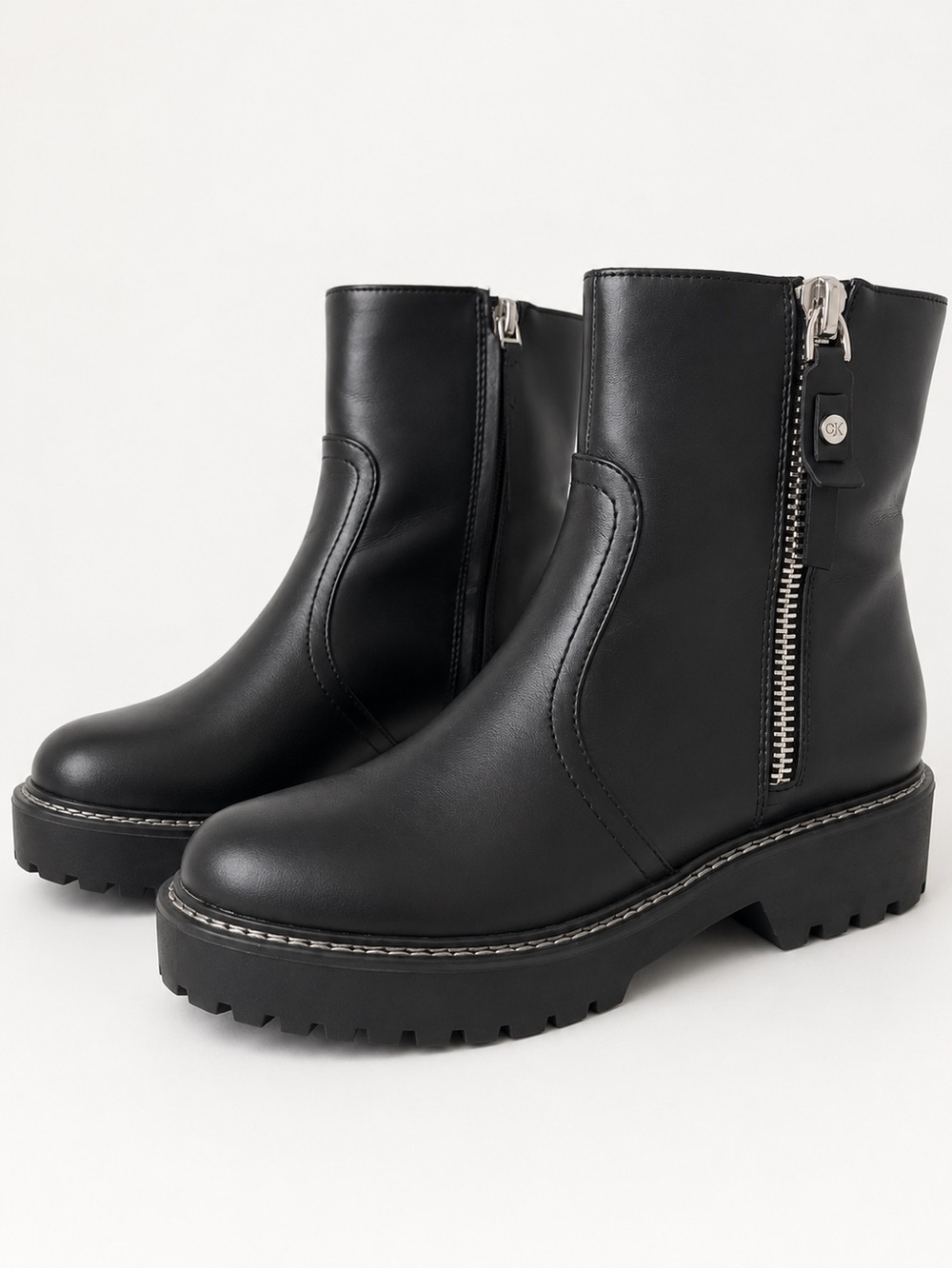 Calvin Klein Black Platform Zip Ankle Booties